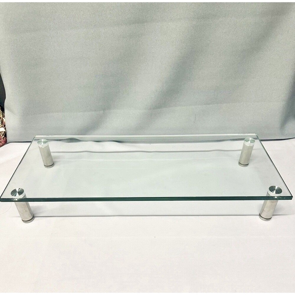 Monoprice Multimedia Desktop Monitor Stand - Clear Glass, Large 22” X 9.4”